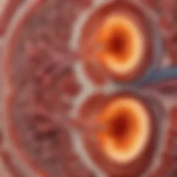 Illustration depicting the structure of a healthy kidney versus a kidney affected by PKD.