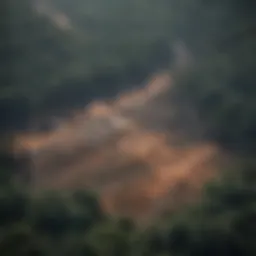 Aerial view of a deforested area showing climate change effects