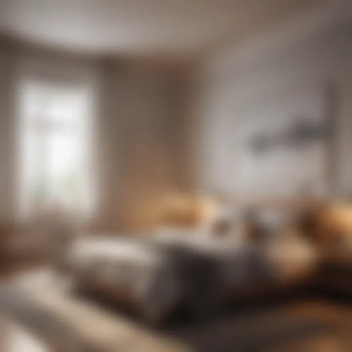 A tranquil bedroom setting optimized for sleep with minimal lighting.