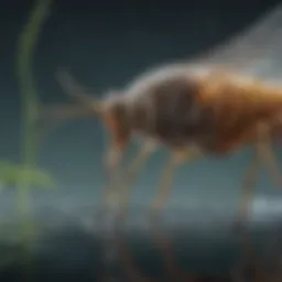 A magnified view of mosquito larvae in water