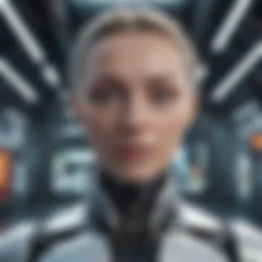 Futuristic AI Technology in Russia A futuristic representation of AI technology in Russia