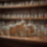 A vintage pharmacy setting with lithium carbonate bottles.