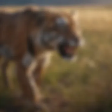 A predator-prey interaction in a grassland habitat.