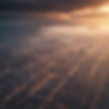 An aerial view of a city under dry fog