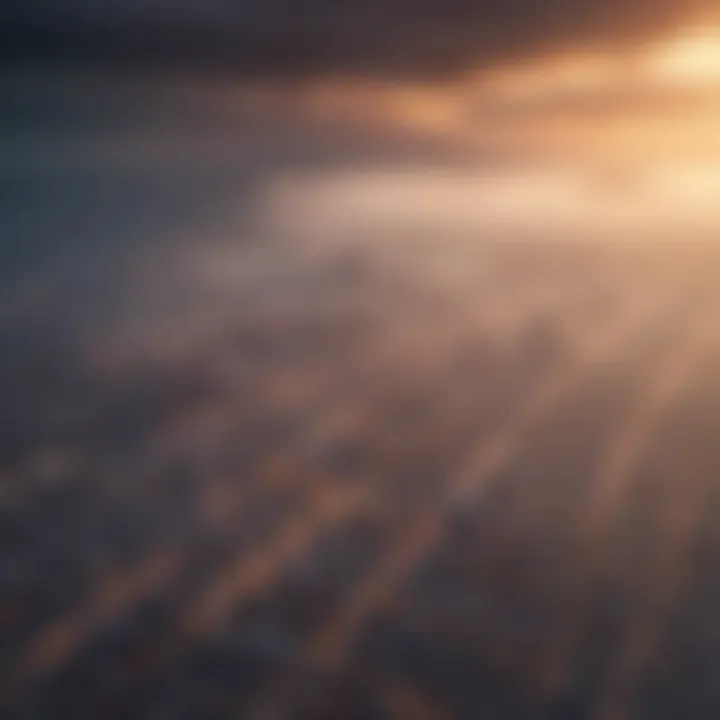 An aerial view of a city under dry fog