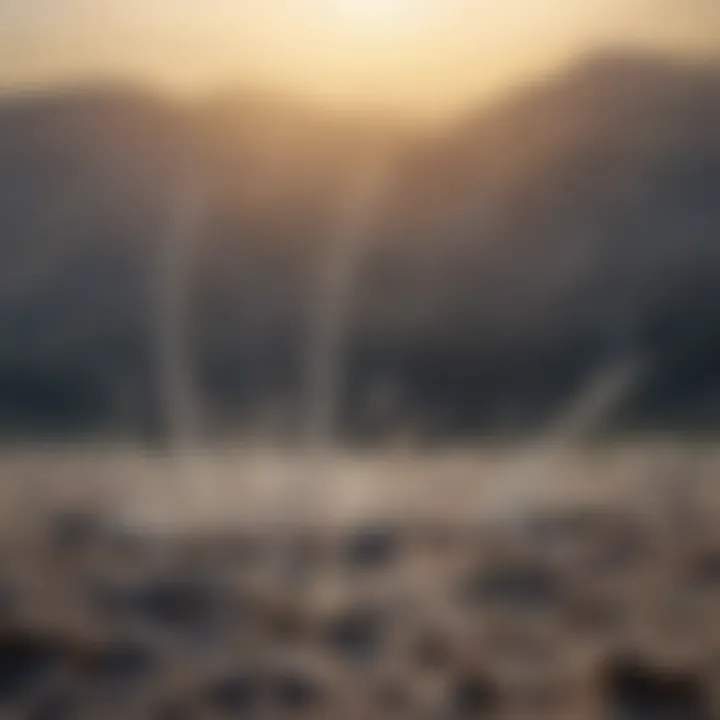 Close-up of dry fog particles in the air