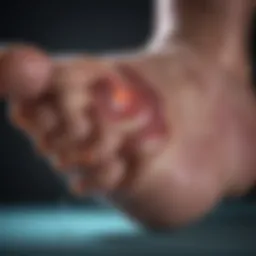 Illustration of diabetic foot showing complications