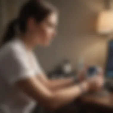 Home Health Monitoring Solutions Home setting with a patient using monitoring devices