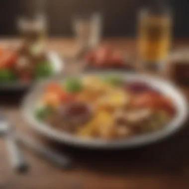 A balanced plate depicting foods beneficial for IBS patients
