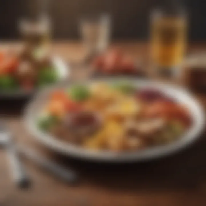A balanced plate depicting foods beneficial for IBS patients