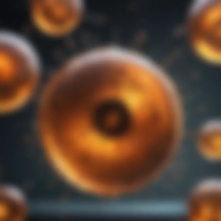 Illustration of radiation interaction with liquid molecules