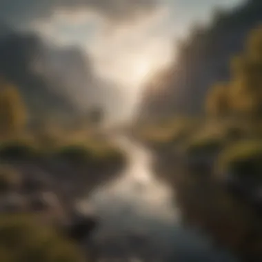 Serene Landscape for Mental Peace A serene landscape symbolizing mental peace amidst tinnitus