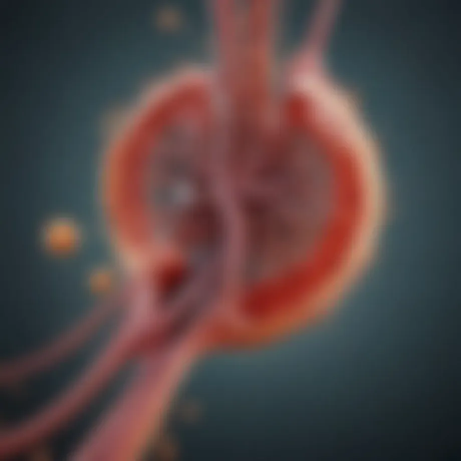 Diagram illustrating the kidneys and their function in protein filtration