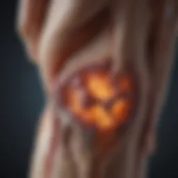 Illustration of joint inflammation associated with rheumatoid arthritis