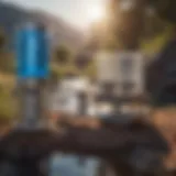Solar powered water filter setup in a natural environment