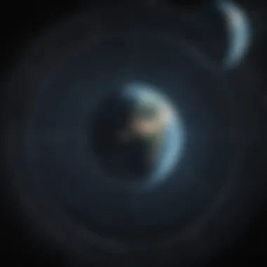Celestial Observations and Earth's Curvature Astronomical chart depicting celestial observations affected by Earth's curvature
