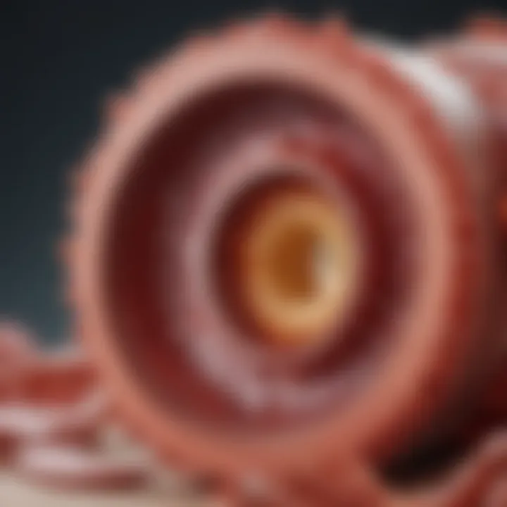 Diagram showing cellular components involved in atherosclerosis