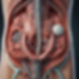 An illustration showing the anatomy of the urinary system related to ureteral stents